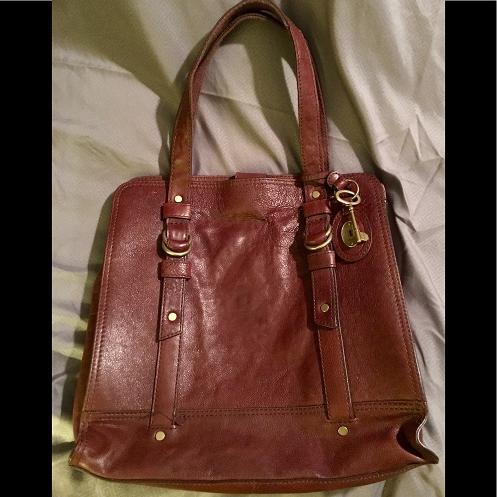 Fossil Brown Leather Tote